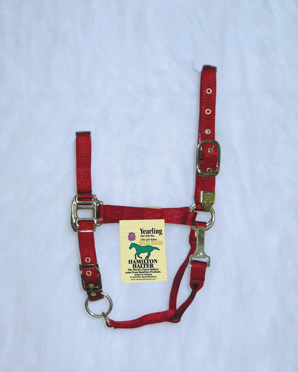 Hamilton Halter Company-Adjustable Chin Horse Halter With Snap- Red Yearling