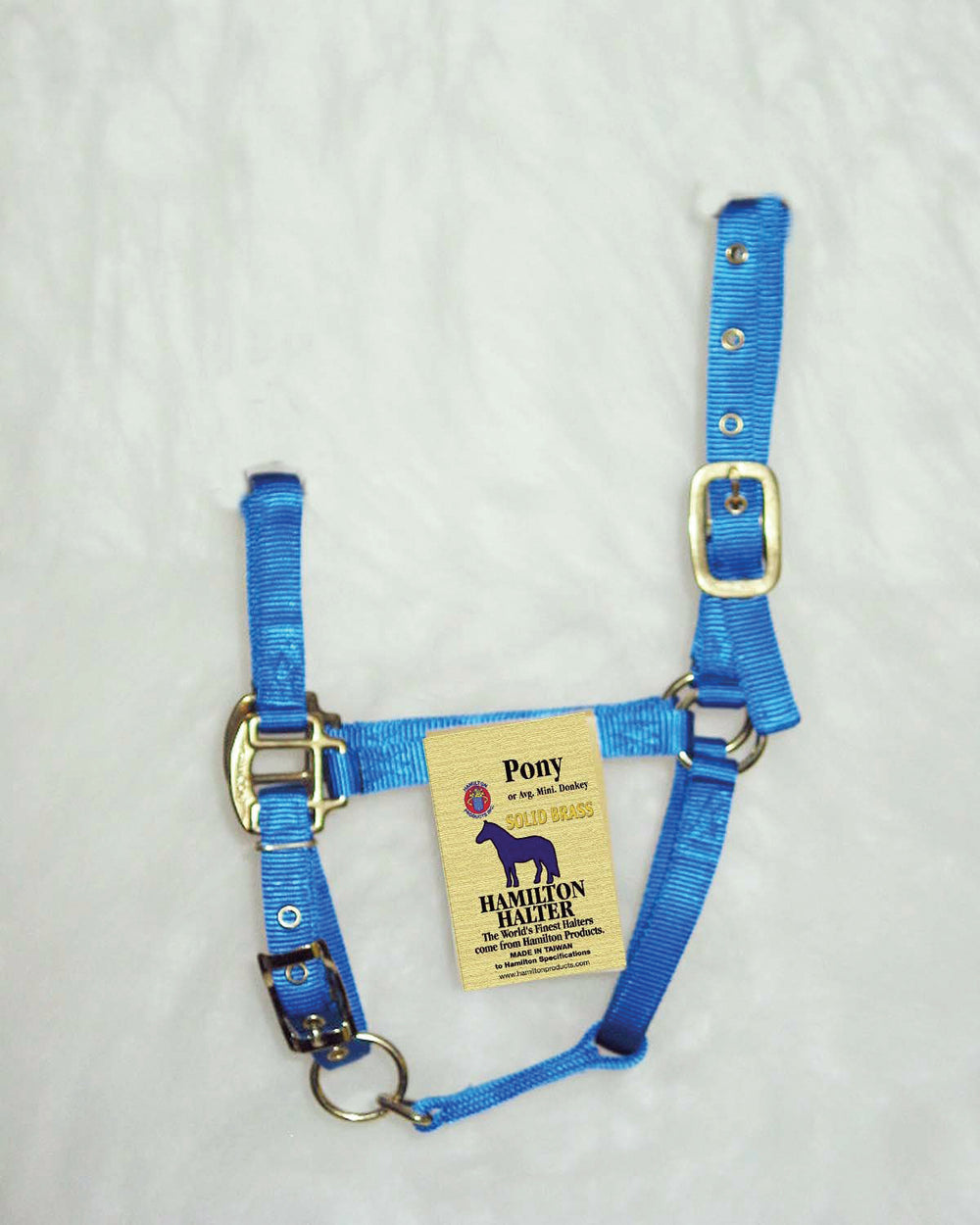 Hamilton Halter Company-Adjustable Chin Horse Halter With Snap- Blue Pony