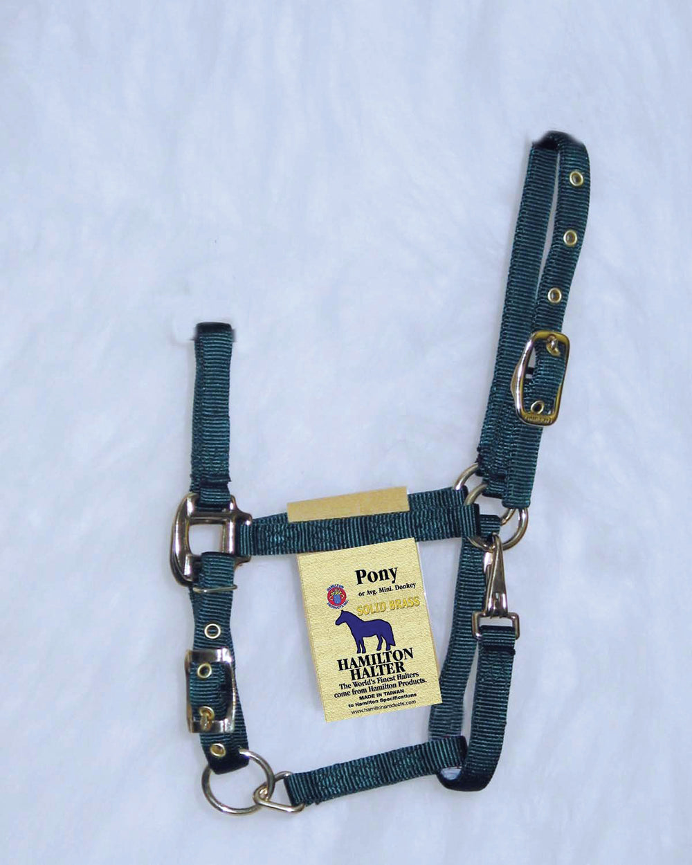 Hamilton Halter Company-Adjustable Chin Horse Halter With Snap- Hunter Green Pony