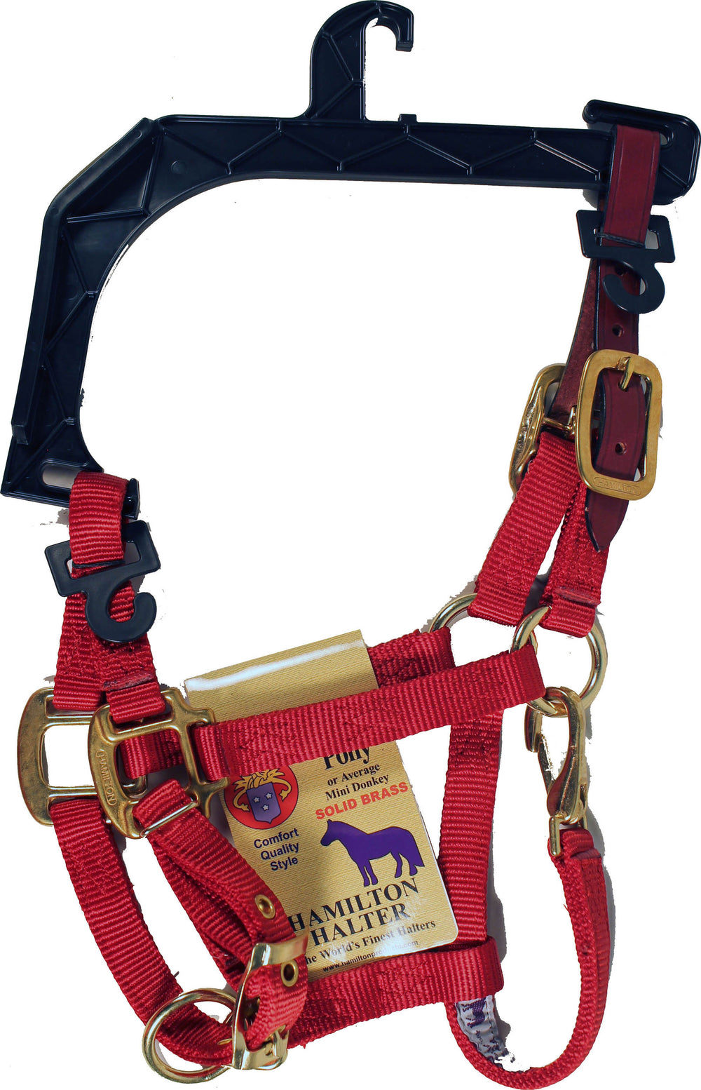 Hamilton Halter Company-Adjustable Horse Halter With Leather Headpole- Blue Average