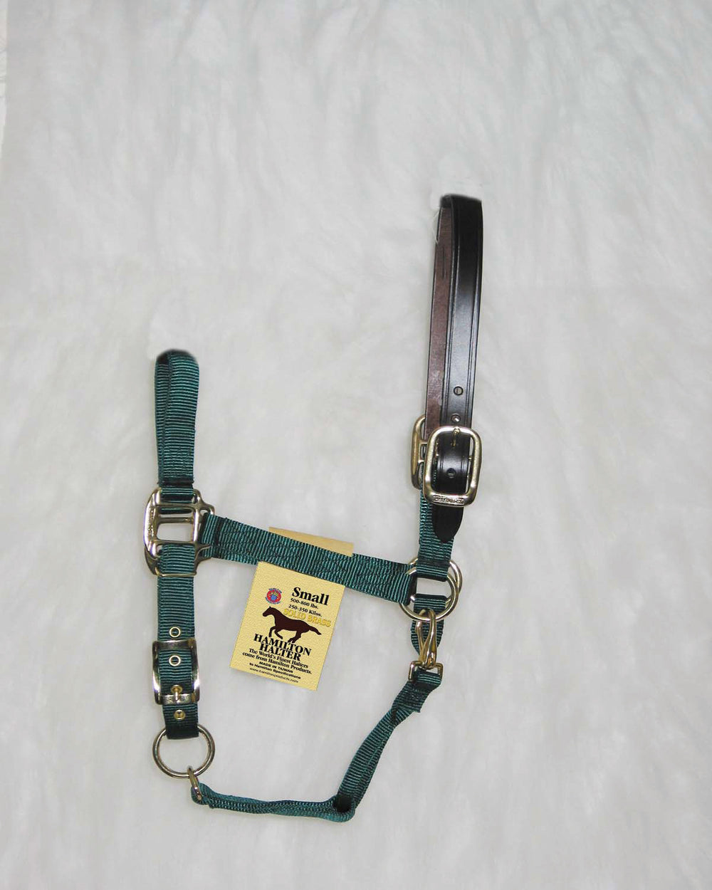 Hamilton Halter Company-Adjustable Horse Halter With Leather Headpole- Blue Average